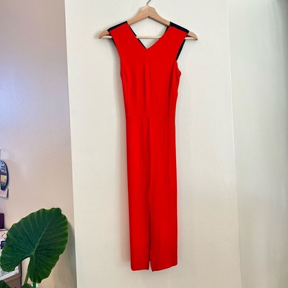 Red Rag & Bone Avant Garde Sleeveless Sheath Midi Dress Black Cross Back 0 XS
